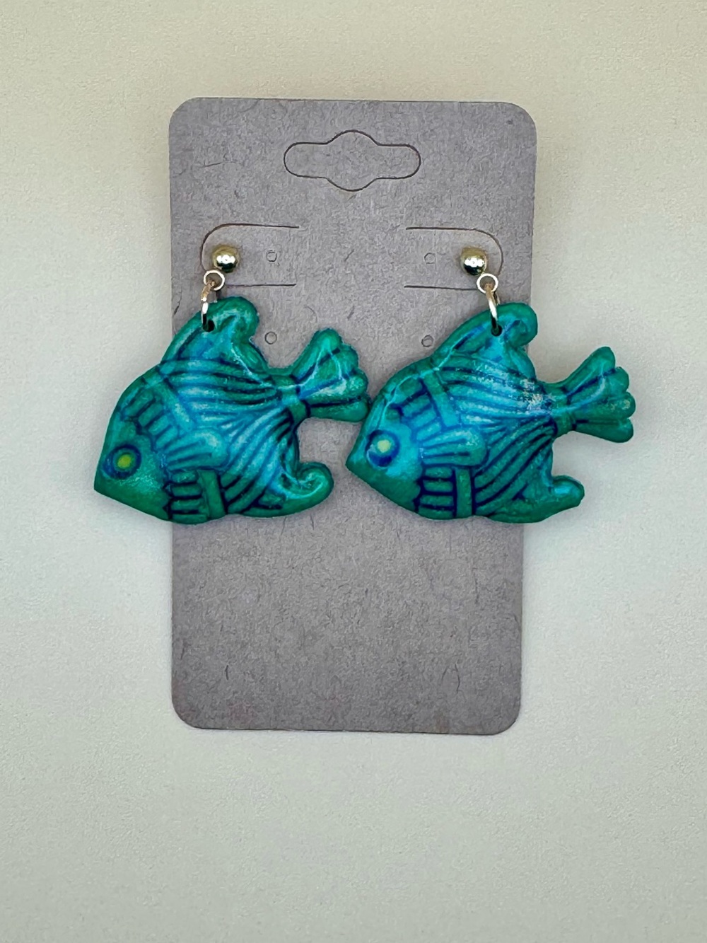 Handmade Turquoise Fish Dangle Earrings - Aquatic Accent